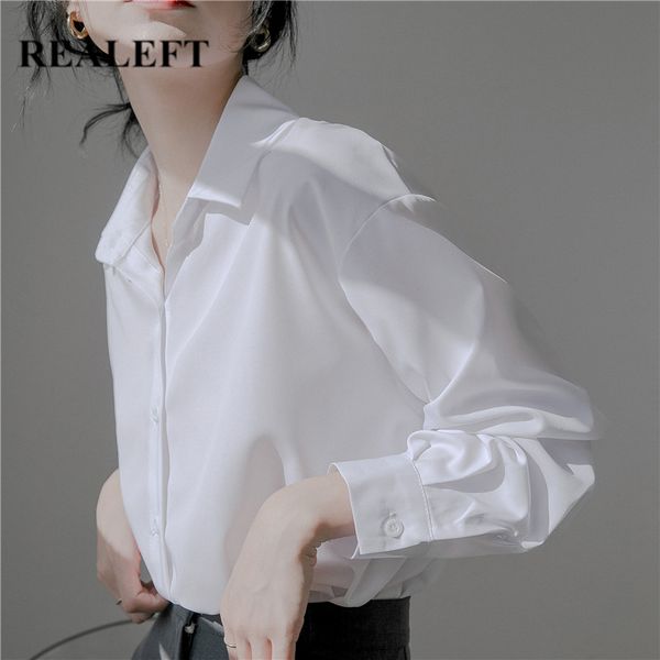 

ol style white formal women's blouse buttons long sleeve shirts elegant female chic loose spring summer 210428
