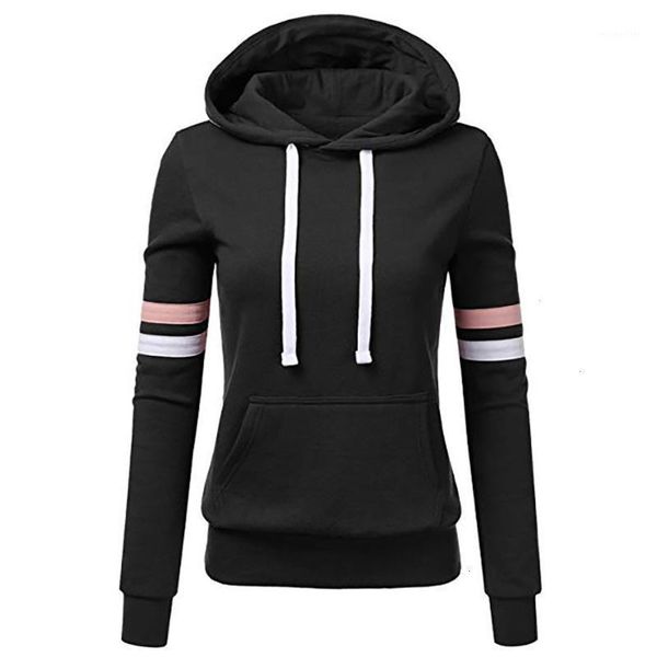 

women's hoodies & sweatshirts women oversize hoodes stripe sweatshirt long sleeve hooded pocket pullover shirt hoodie streetwear sudad, Black