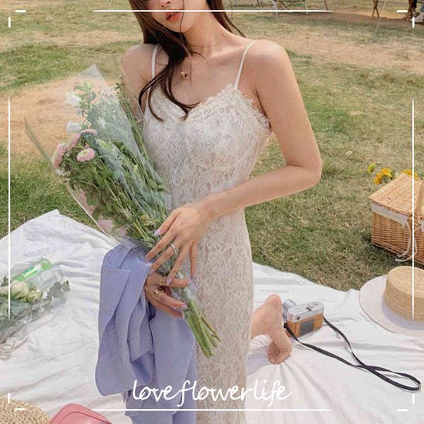 

summer sleeveless elegant dress women embroidery lace strap dress office lady evening party dress korea 210521, Black;gray