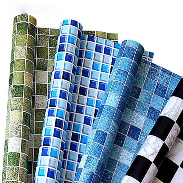 

wall stickers kitchen oil film bathroom pvc self-adhesive balcony waterproof wallpaper mosaic tile decoracion hogar moderno