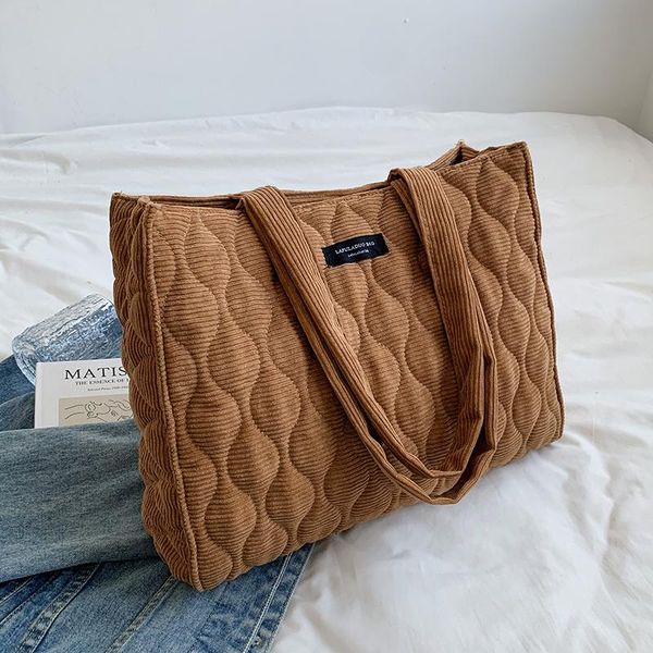 

evening bags casual soft corduroy satchel big shoulder for women 2021 winter hit luxury totes female large fashion designer handbags