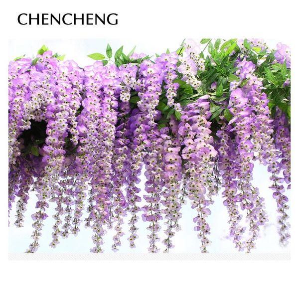 

pieces / lot artificial flowers silk wisteria fake flower wall hanging party romantic wedding home fall decor decorative & wreaths
