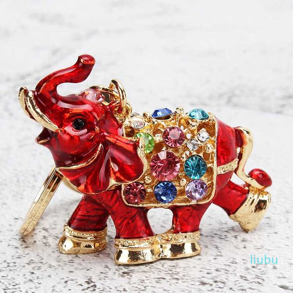 Rhinestone colorido Elefante Keychain Chave Chave Titular Drop Women Saco Ornaments Pingente Pequeno Presente