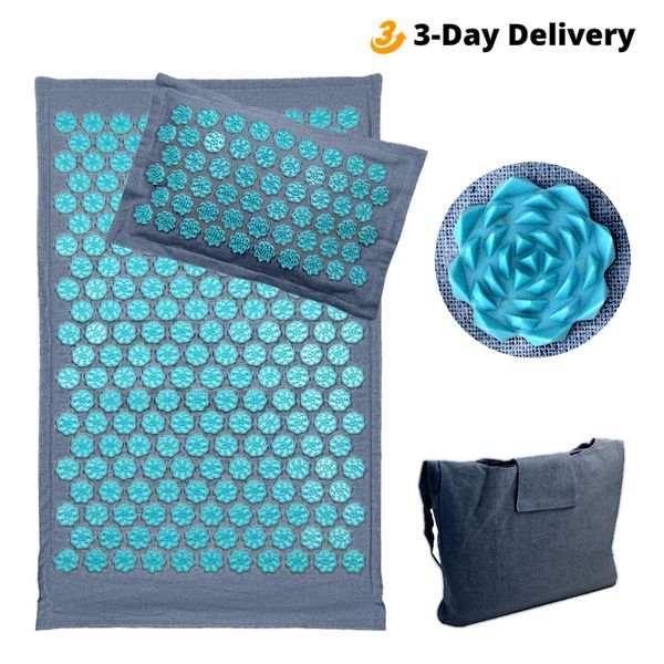 

coconut fiber acupressure mat back foot massage mat with pillow set relaxation stress relief lotus spike acupuncture mat cushion