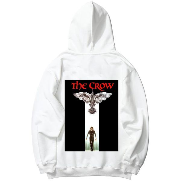 

men's hoodies & sweatshirts 2021 men hip hop sweatshirt hoodie the crow streetwear harajuku pullover fleece winter autumn black white m