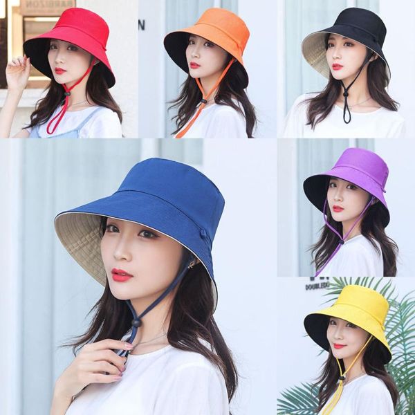 

fashion summer casual sun bucket hat women's men's cap wide brim foldable fisherman panama female gorro pescador hats, Blue;gray