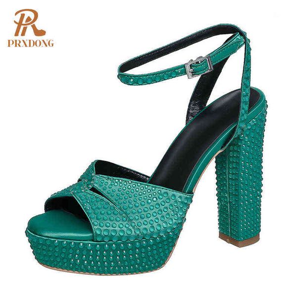 Sandels Quente Sandálias de Verão Moda Rhinestone Satin Sexy Alto Saltos Plataforma Preto Verde Rosa Vestido Partido Lady Senhora Sapatos Bombas 220303