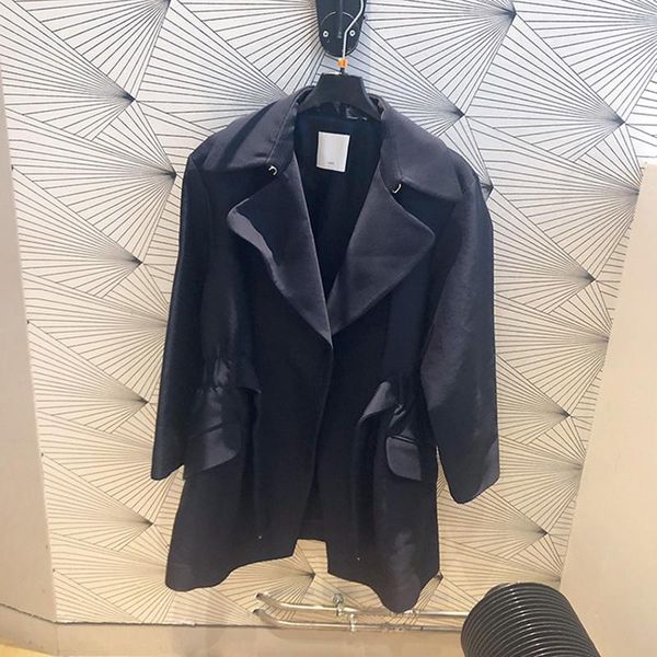 

women's trench coats patads french fashion windbreaker spring and summer solid color lace up casual coat commuting versatile m9773e, Tan;black