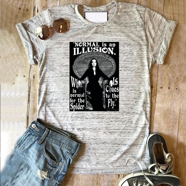 

women's t-shirt witch movie halloween horror graphic tees plus fashion normal is an illusion goth clothes womens print shirts xl, White