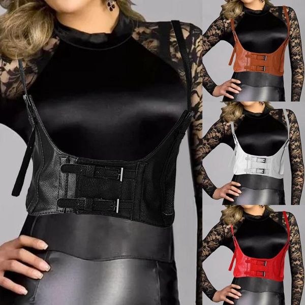 

belts women's harajuku belt fashion streetwear goth punk adjustable buckle leather pole dance down chest, Black;brown