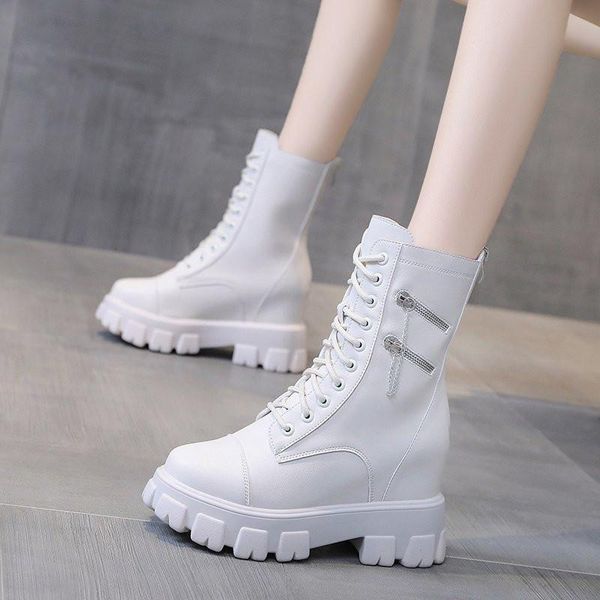 

boots fashion women motorcycle ankle wedges female lace up platforms spring black leather oxford shoe woman 2021 botas mujer