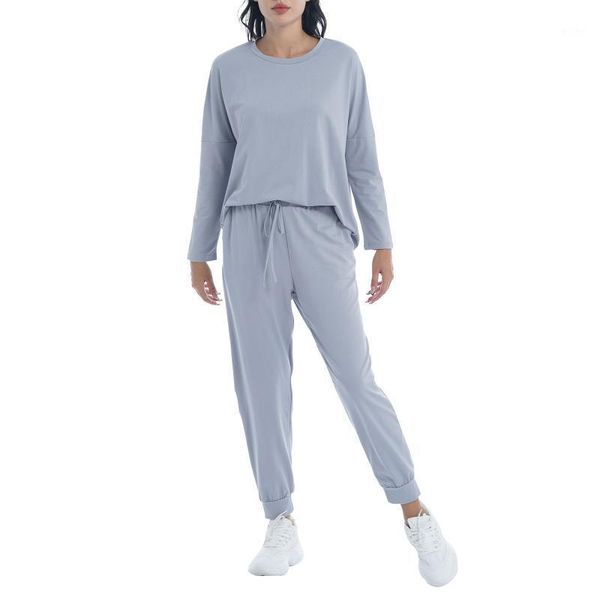 

yoga outfit women spring autumn outfits casual sportswear long sleeves sweatshirt and loose pants set for leisure running fitness