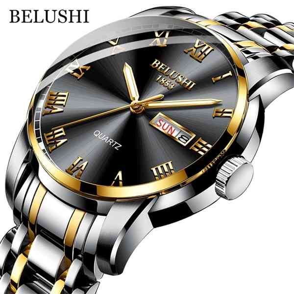 BELUSHI Top Brand Watch Men Stainless Steel Business Date Clock Waterproof Luminous...