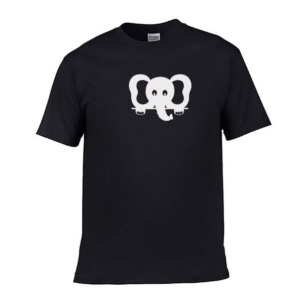 

men's t-shirts t-shirt short sleeve round neck loose casual printed with elephant pattern, White;black
