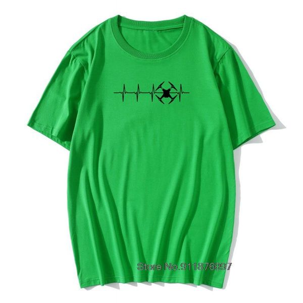 

men's t-shirts heartbeat drone t shirt men o-neck hip-hop camiseta cotton pilot mans vintage tees, White;black