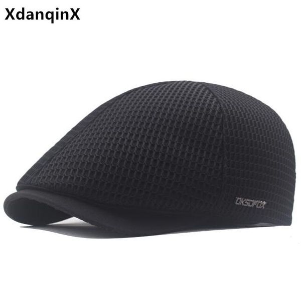 

berets xdanqinx summer thin breathable for men and women hollow mesh caps snapback cap adjustable size casual couple sports, Blue;gray