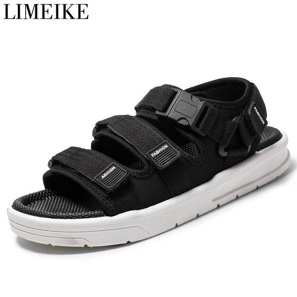 

sandals summer beach shoes men's sandal 2021 outdoor flip folps sneakers men soft bottom male roman sandalias hombre, Black