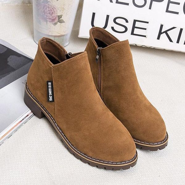 

boots women ankle black low heels booties 2021 autumn winter casual shoes faux suede ladies botas mujer plus size 8453c