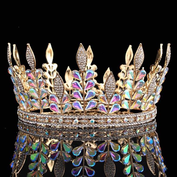 

hair clips & barrettes high grade alloy luxury bridal big crown tiaras royal colorful crystal princess crowns wedding accessories headpi, Golden;silver