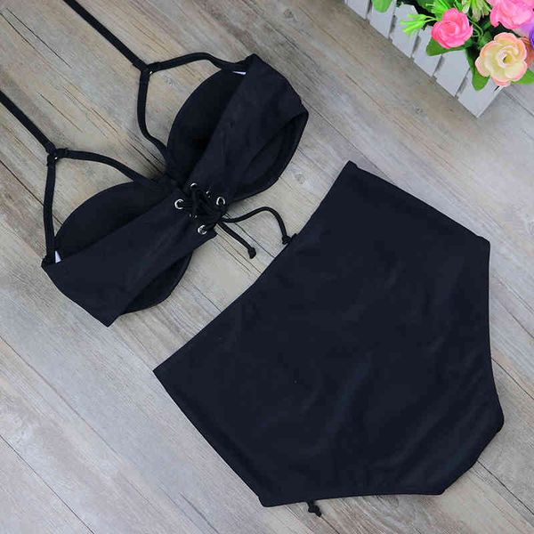 

2021 new bikinis women swimsuit high waisted bathing suits swim halter push up bikini set bla hollow out swimwear 2502by