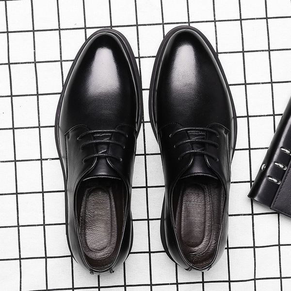 

pure leather sho men's busins lace up formal, Black