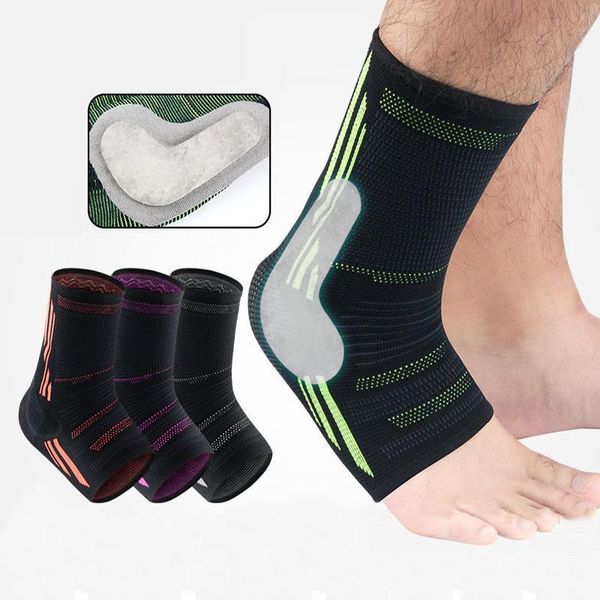 

ankle support brace silicone running sleeve anti sprain elastic pain foot sports sock calf protector shin guards, Blue;black