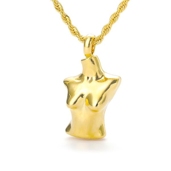 

chains stainless steel gold girl boy boobs rope chain necklaces for women body shape funny jewelry friend collier femme bff gift, Silver