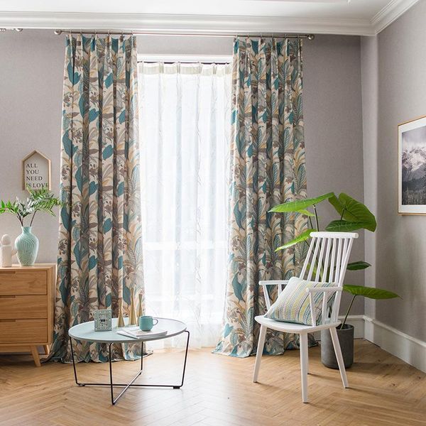 

curtain & drapes modern chinese study room grass and wood printed curtains finished custom blackout