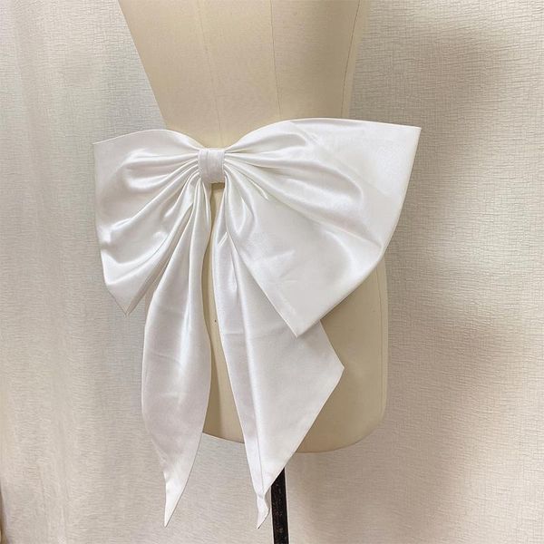 

wedding sashes satin bow seperate dress knots 3 colors prom dresses removeable solid color soft mesh encryption, White