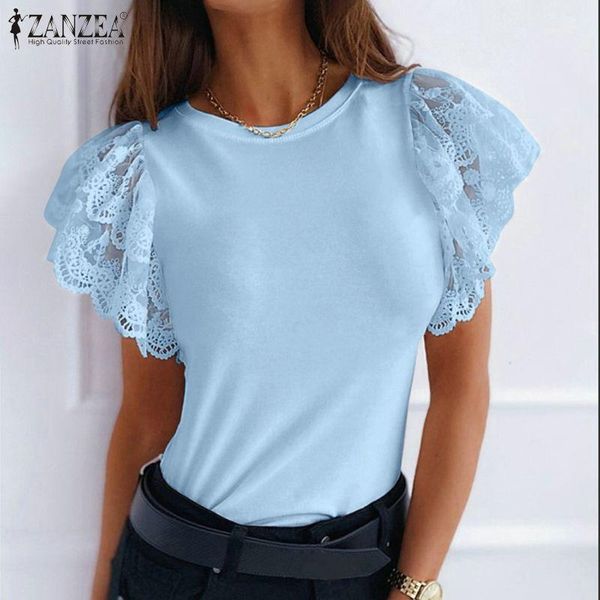 

women's blouses & shirts office lady short sleeve blouse womens summer ruffle blusa feminina fashion lace up casual solid hollow, White