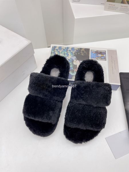 

dress shoes cute fashion woolen slippers women's flat, Black