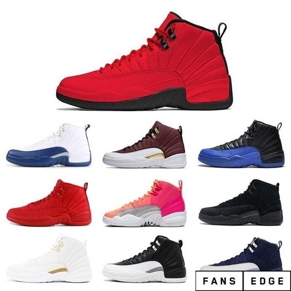 

2020 men 12 12s basketball shoes french blue white black dark wolf grey flu game taxi the master gym red sneakers size 8-13