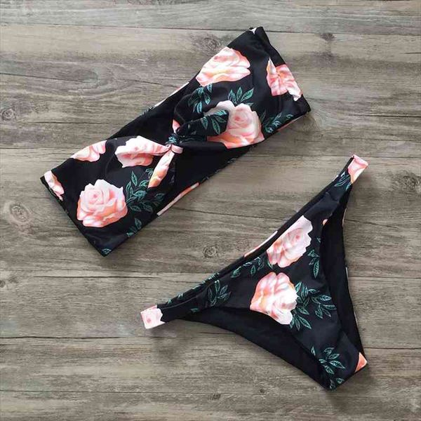 

bandeau bikini floral swimwear print swimsuit brazilian biquini thong bikinis set bow bathing suit maillot de bain s-l, White;black