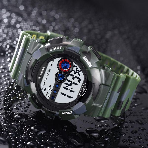 

wristwatches synoke military men's watches sports waterproof led chronograph alarm digital watch male clock relogio masculino, Slivery;brown