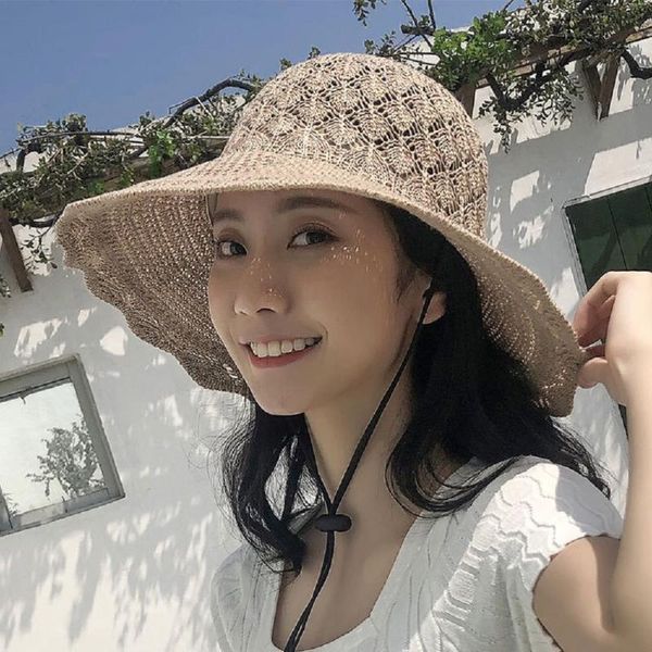 

beach panama straw hat wide wave brim folded outdoor caps leisure holiday raffia cap visors hats, Black;white