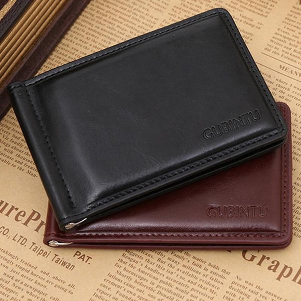 

vintage men's thin wallet quality men's business short leather id card business card case portable wallet#g30, Red;black