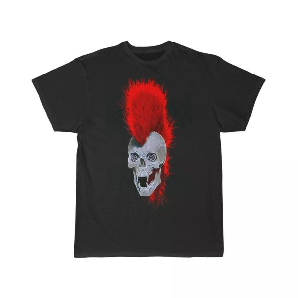 

punk rock skull with mohawk t shirt men's short sleeve tee, White;black