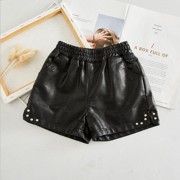 

shorts 2021 wholesale girls pu leather autumn winter fashion 2-7t f724, Black