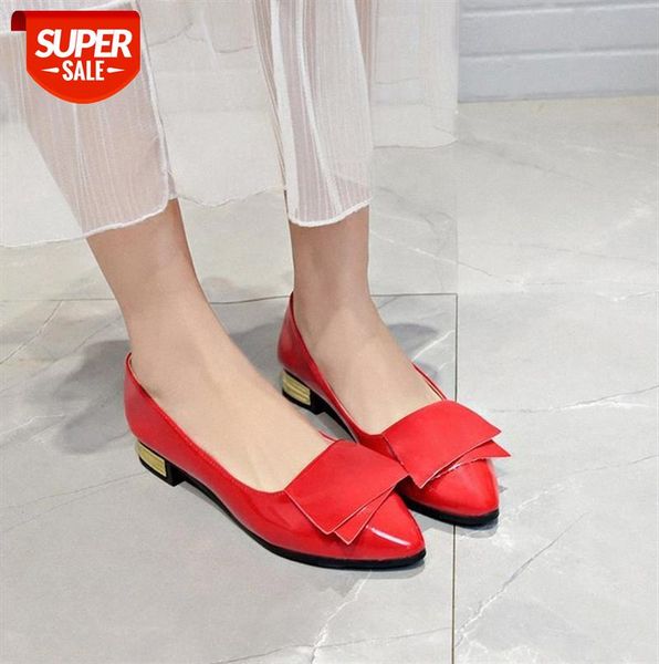 

women's single shoes, leather stitching, solid color, low heel, one foot, pointed toe, shallow mouth, simple everyday #6v6w, Black