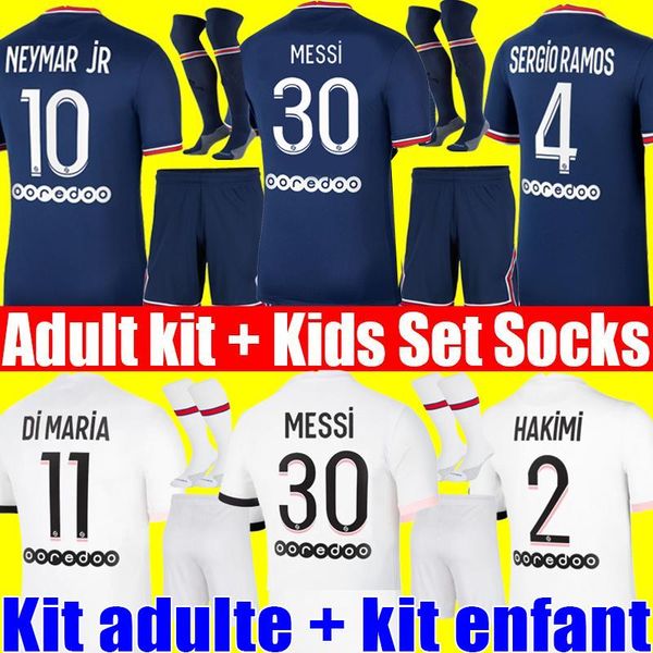 

(With VAT) MESSI 30 MBAPPE HAKIMI SERGIO RAMOS WIJNALDUM soccer jersey 21 22 NEYMAR JR football shirt 2021 2022 MARQUINHOS men adult kit + k, Black;yellow
