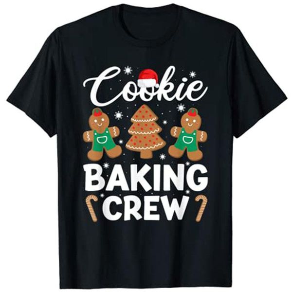 

women's t-shirt christmas cookie baking crew pajama, gingerbread xmas graphic tee, White