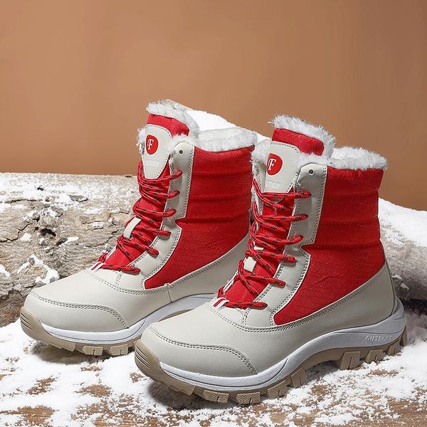 

boots winter high-cotton shoes plus velvet snow large size women 42 warm mid-tube non-slip waterproof work, Black