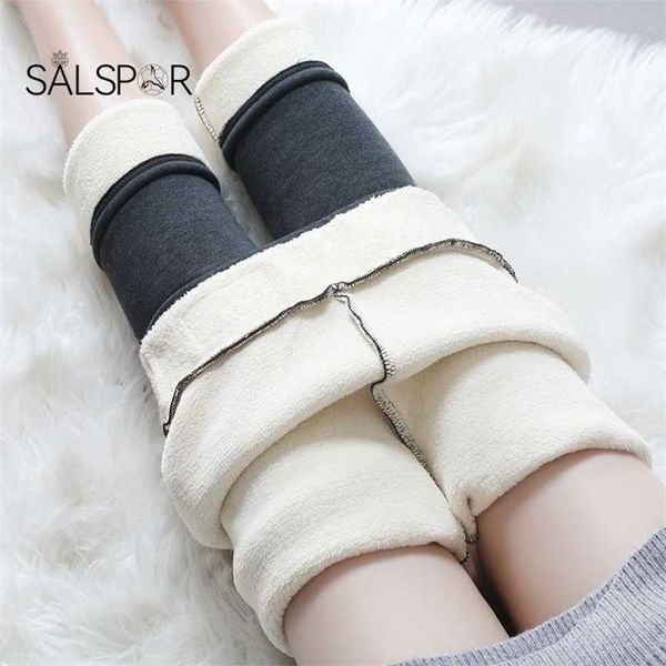 Salspor inverno leggings caldo Legins di velluto con le lana spessa pantaloni di lana di lana resistenti al freddo più vestiti neri 211215