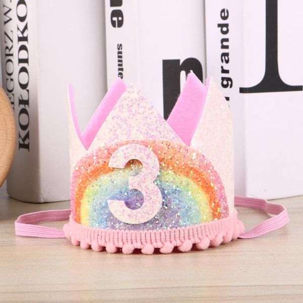 

party hats adorable baby birthday rainbow crown hairband supplies po prop (white and rainbow, lace, 3 style)