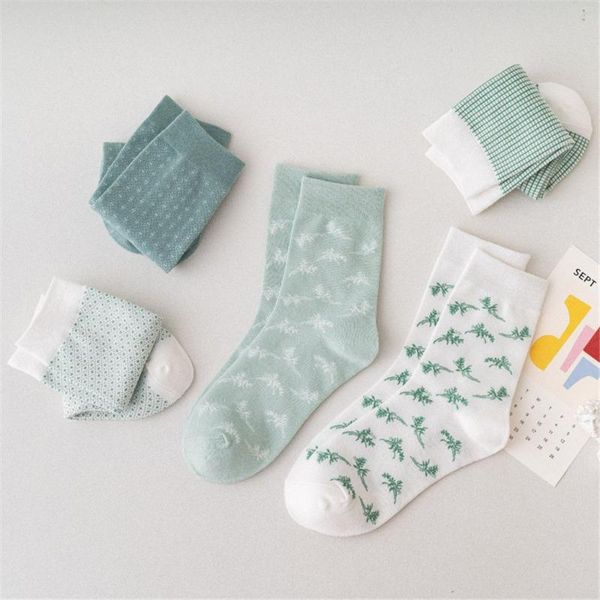 

socks & hosiery women korean casual harajuku dotted medium tube green striped, Black;white