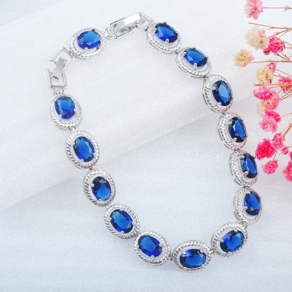

link, chain trendy blue cubic zirconia bracelets jewelry silver color charm crystal female bangles russian style, Black