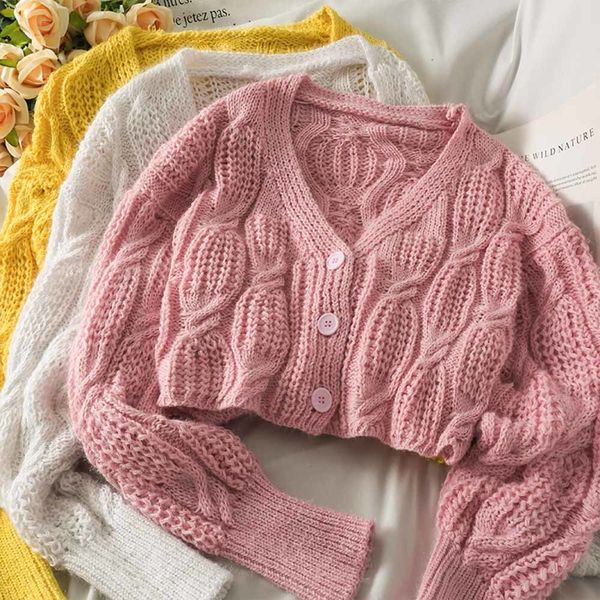 

women's jackets spring woman autumn cardigans sleeve full of knitted or crocheted sweaters with low v knit tights short jacket loose n, Black;brown