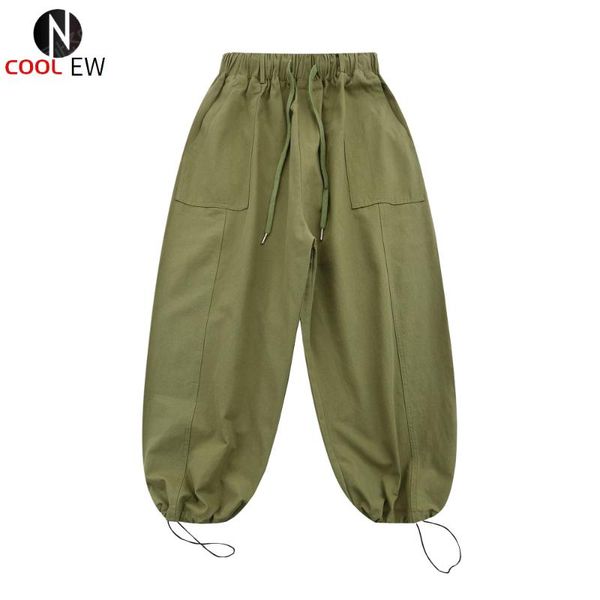 

men's pants solid color drawstring jogger mens safari style casual elastic waist retro loose trousers men, Black