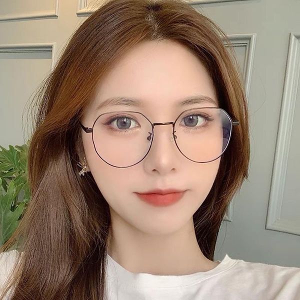 

fashion sunglasses frames 2021 retro anti-blue light woman eyeglasses men optical computer eye glasses frame classic brand design metal eyew, Black