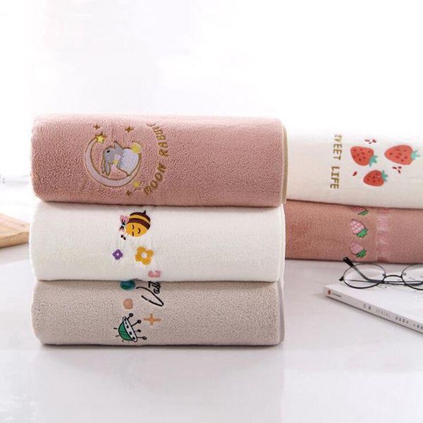 

70x140cm coral fleece kids towel cartoon embroidered bath spa bathroom toallas